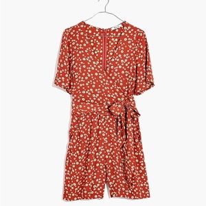 Madewell Red Floral Wrap Jumpsuit